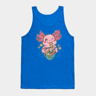 Kawaii Axolotl Eating Ramen // Cute Axolotl Ramen Anime Tank Top